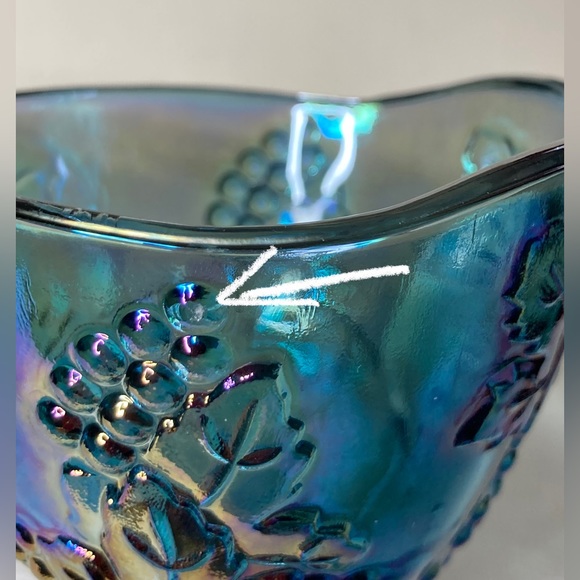 Vtg Indiana Blue Harvest Grape Carnival Glass Creamer - Picture 10 of 10